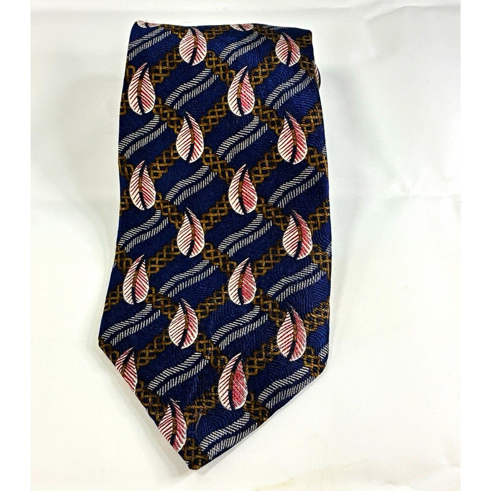 The Metropolitan Museum of Art 100% Silk Tie Navy Red Gold Leaf Geometric Canada